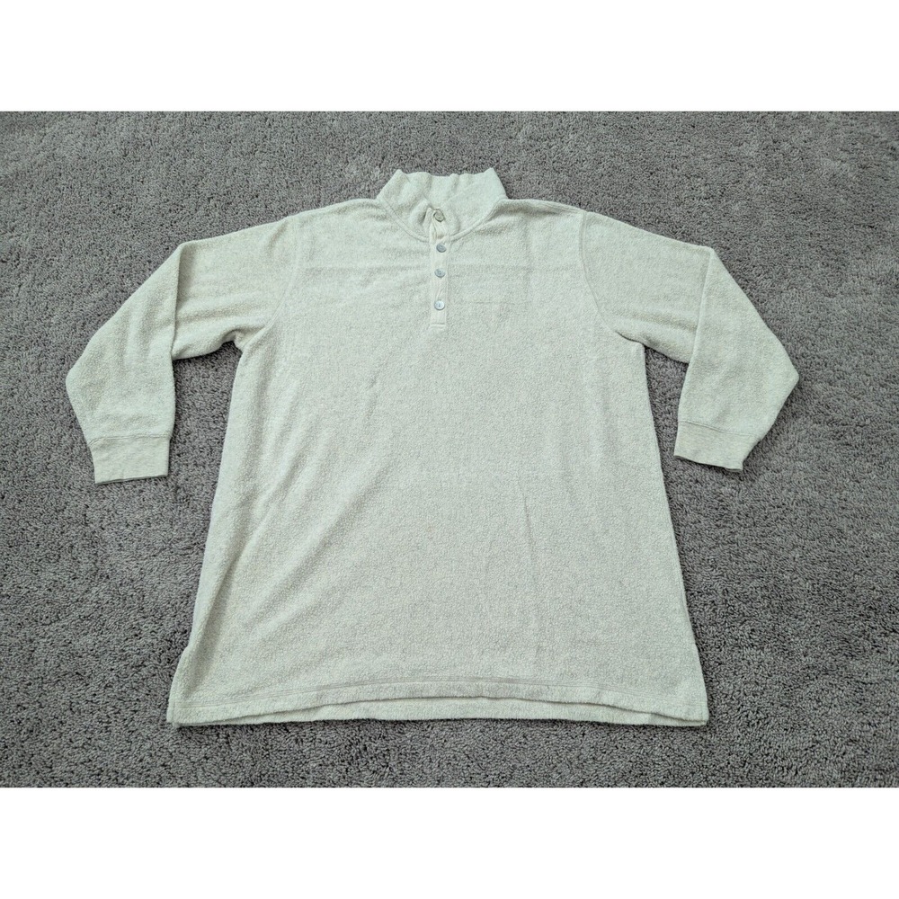 Soft Surroundings Sweater Womens Large Pullover Button‎ Fleece Ivory
